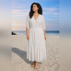 J. GEE Tiered Ruffled Smocked Waist Maxi Dress